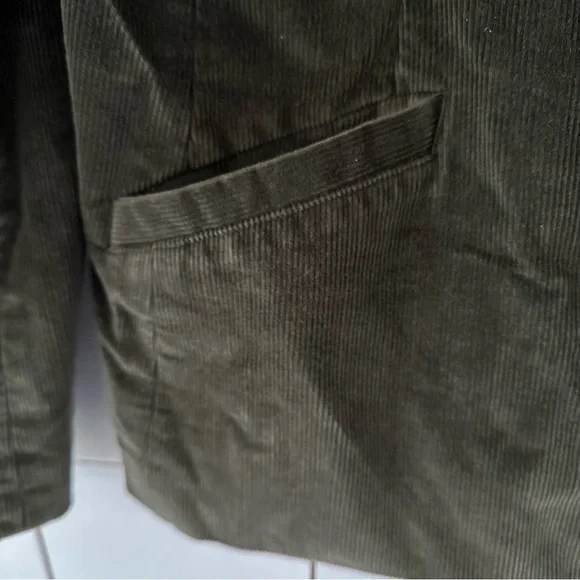 VTG LL Bean Corduroy Blazer Jacket Sz 12 Olive Green - Picture 6 of 8